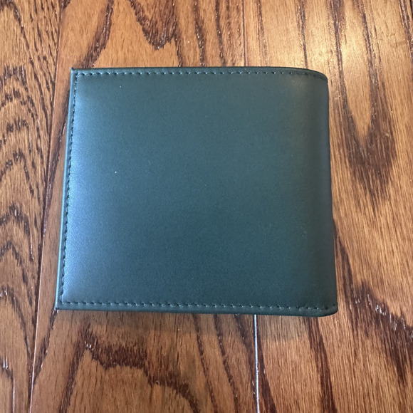 Polo Ralph Lauren Bifold Billfold Wallet Green Leather Preppy Bear Jacket - Picture 5 of 13